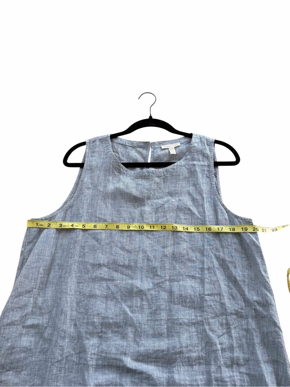 Eileen Fisher Sleeveless Linen Tank Dress in Chambray Blue Grey - Picture 8 of 9